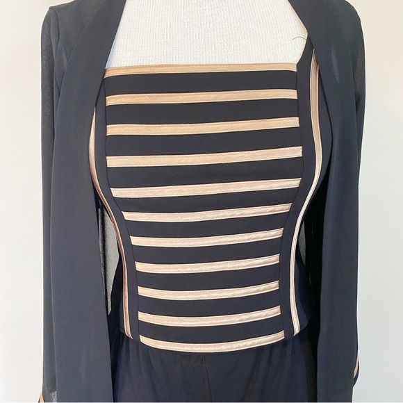 Joseph Ribkoff Couture Vintage Pant Set Camisole Duster Black Gold 8 - Picture 3 of 10